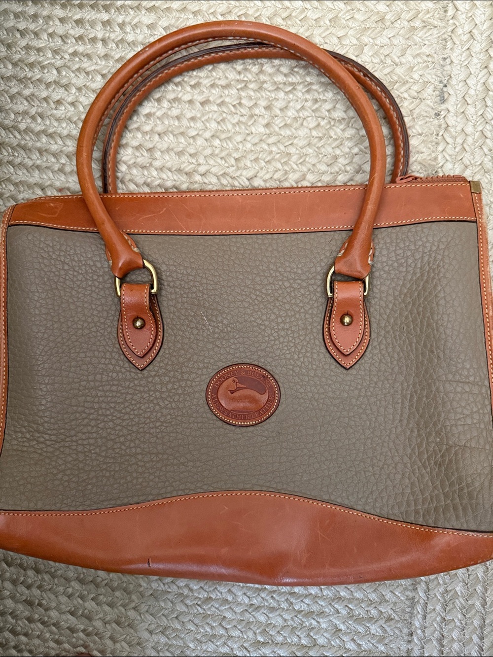 Dooney & Bourke Brown and Tan Pebbled Leather Tote